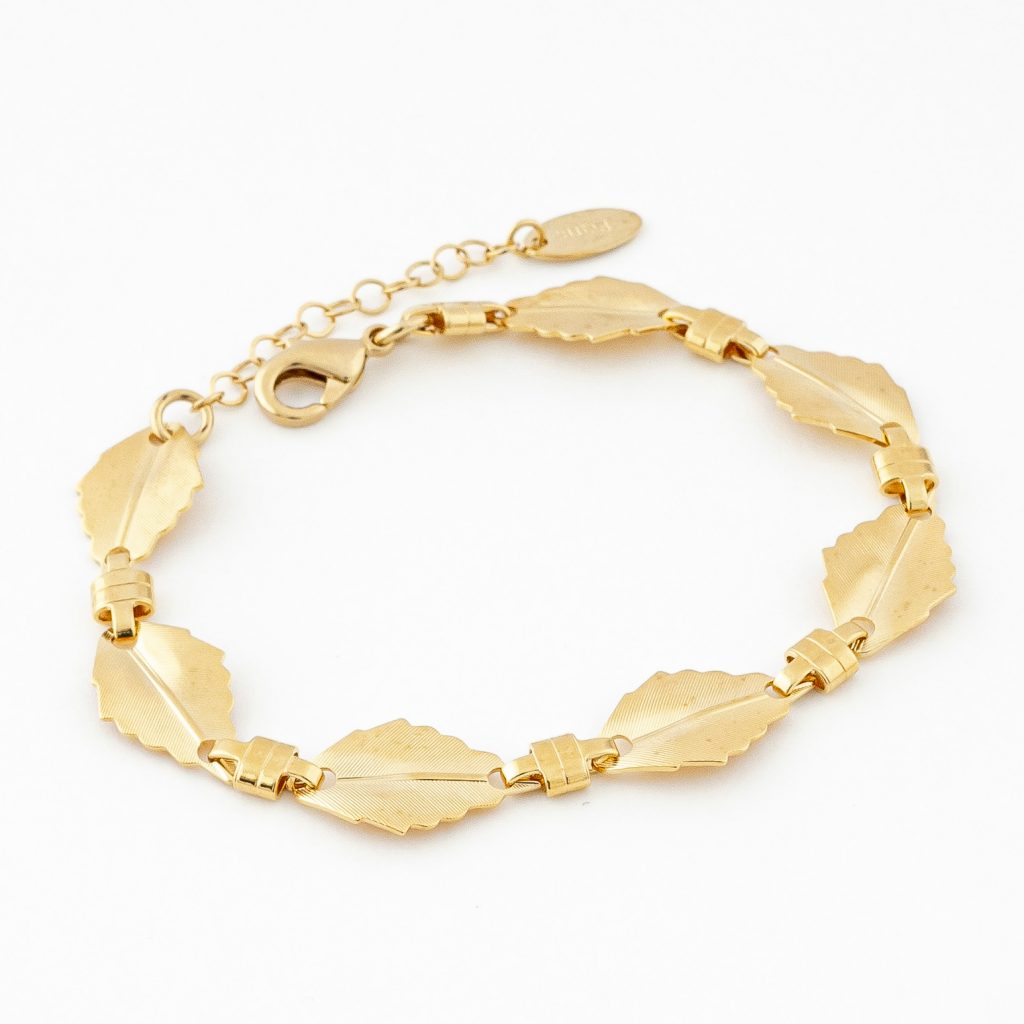 Bracelet en Argent avec Feuille d'Automne et Papillon